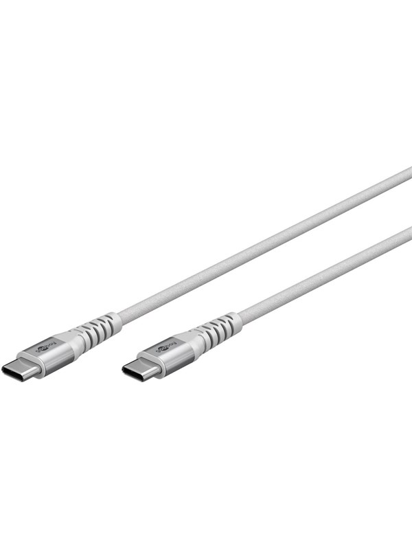Goobay USB-C (ST-ST) 3m Anschlusskabel Textilmantel Weiß
