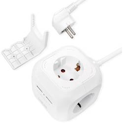 LogiLink 4-fach Steckdosenwürfel mit 2xUSB-A 1,4m Kabel Weiß