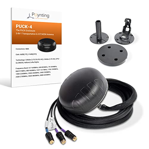 Poynting Antennas 5G/LTE KFZ A-PUCK-0004-V1-01 SMA (M) KFZ/GPS 6dbi Antenna 2x LTE/1x GPS 2m SMA-M Kabel Schwarz PUCK-4
