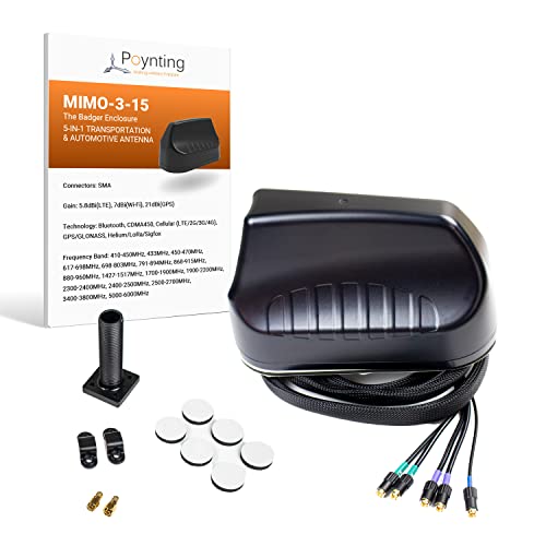 Poynting Antennas 5G/LTE KFZ/Marine A-MIMO-0003-V2-15 schwarz SMA (M) & RPSMA Adapter 1,8~4,5dbi 4G/5G/GPS/GLONASS/WIFI Dual-Band MIMO 2