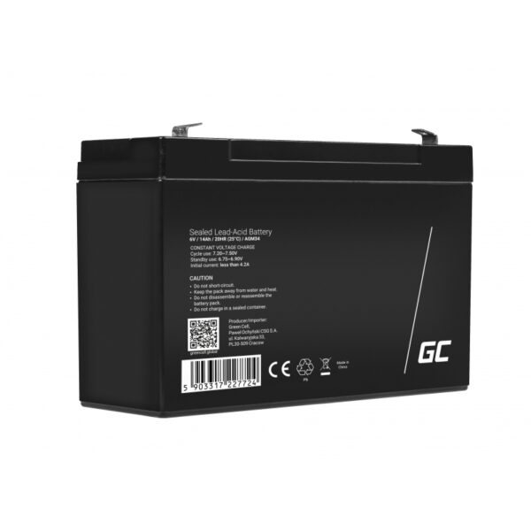 Green Cell Ersatzbatterie AGM34 6V/14Ah