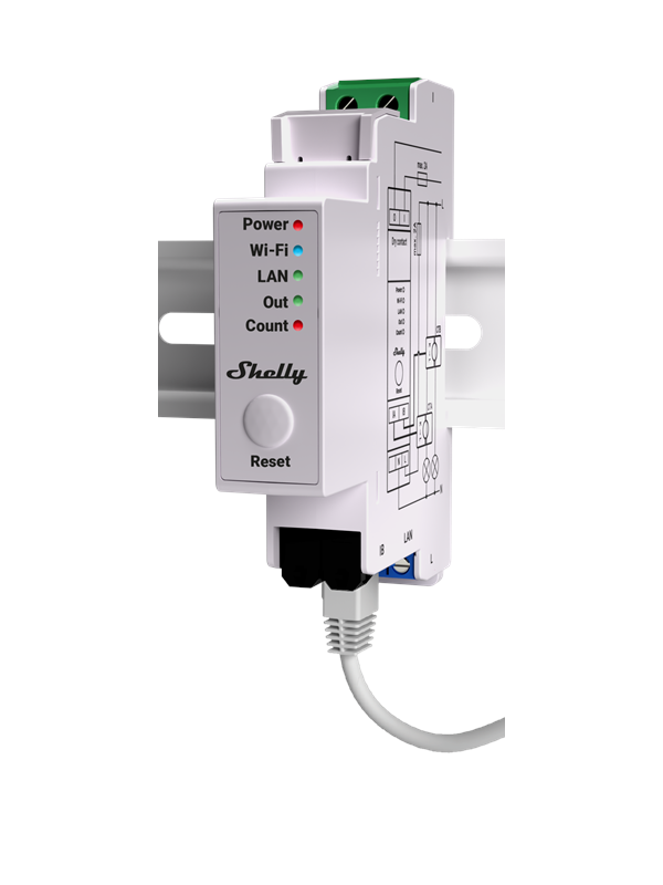 Shelly Relais "Pro EM 50A" WLAN LAN Stromzähler Inkl. 2x 50A Klemmen Messfunktion BT DIN-Rail